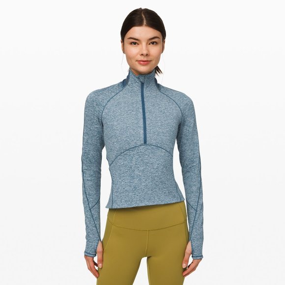 lululemon athletica Tops - lululemon Petrol Blue Always Alert 1/2 Zip size 6